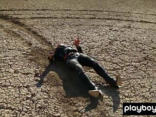 Playboy Model Chelsie Aryn Strips Nude In Desert Outdoor Setting.