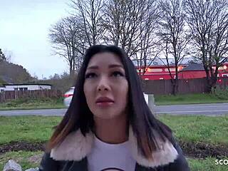 German Scout Picks Up Thai Teen Kitty for Real Street Casting Action