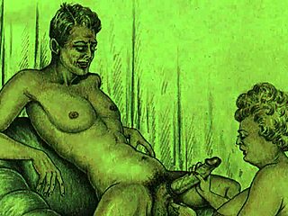 Vintage erotic drawings bring steamy fantasies to life in detailed comic style  