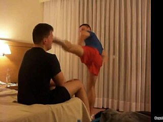 gay foot kickboxing match with intense action