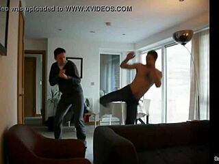 gay foot kickboxing match with intense action