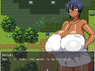 Tanned Natsuki Bathes Naked