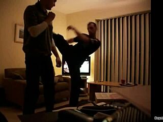 gay foot kickboxing match with intense action