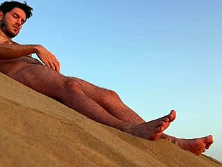 Gay nudist beach experience with a steamy blowjob and a close call of being caught