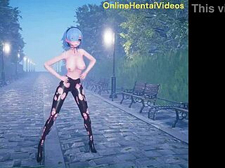 Cute anime girl dancing in animation