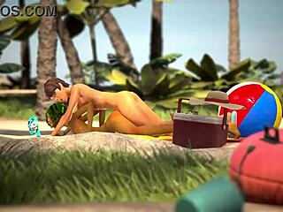 Oily Babe's Pussy Pounded Hard in 3D Beach Animation