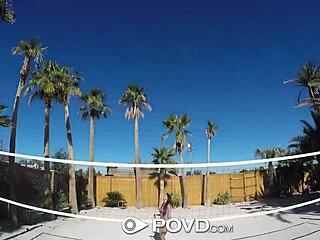 I get backyard badminton then massage turning into pov anal fuck with busty Anissa Kate outdoors