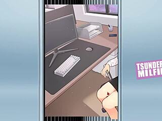 Tsundere milf in hentai game teases with massive tits! 😘