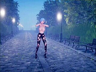 Cute anime girl dancing in animation