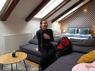 Feeling deep pleasure as cum fills braided hairstyle girl