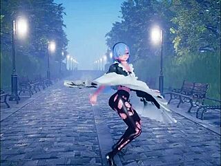 Cute anime girl dancing in animation