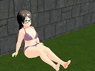 kyo animation of plump girl playing tennis with tits