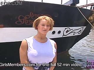 Mindy with gigantic tits strips fully nude in public for a daring outdoor tease