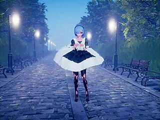 Cute anime girl dancing in animation