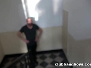 stairway turns wild with twink blowjob, outdoor fingering, and hardcore anal action