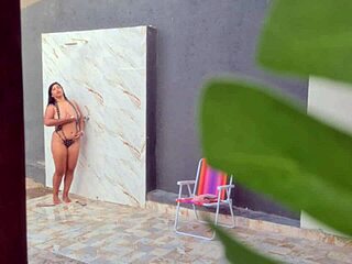 caught my hot neighbor showering after beach day! 🌊