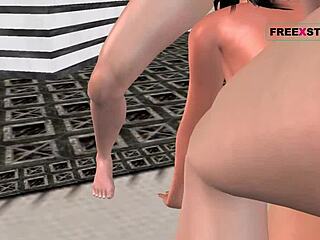 animated 3d threesome with double penetration banging