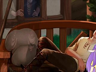 Beautiful anime elf gets naked and has fun in a bath