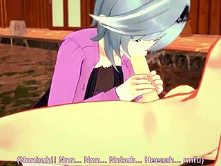 Eula relaxes by the pool in Genshin Impact part 1