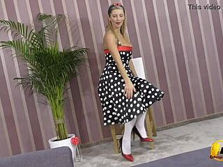 Katerina Hartlova in Pinup Style Plays with Boobs, Pussy, and Feet.