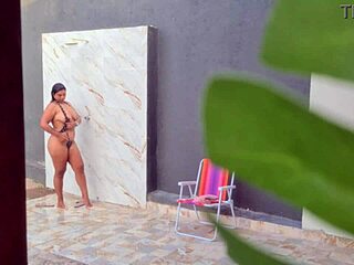 caught my hot neighbor showering after beach day! 🌊
