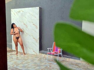 caught my hot neighbor showering after beach day! 🌊