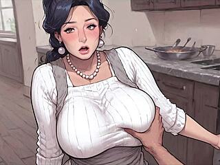 Stepmom deepthroats massive cock in front of roommate