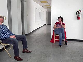 Milf Gagging Hard on Jizz in Waiting Room