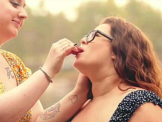 A bisexual lesbian couple enjoys a romantic lunch and engage in oral sex
