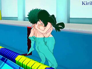 Mirko, Tsuyu e Izuku in azione hentai selvaggia!