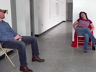 Milf Gagging Hard on Jizz in Waiting Room