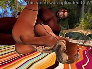 black man bangs asian stepsister on sunny beach