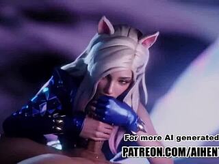 ahri from league of legends makes you cum in uncensored hentai