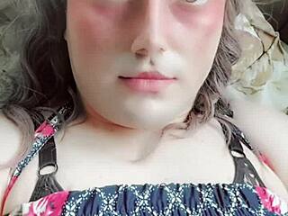 I am a crossdresser shemale riding in cowgirl on webcam.