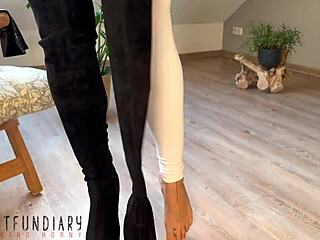 Big ass amateur in latex and boots, begging for rough sex