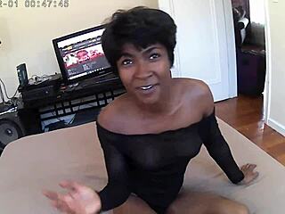 Beautiful black girl with a great ass and a big black cock gets nasty