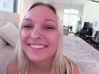 Mia Collins and Victoria Brookes share blowjob with guy