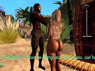 black man bangs asian stepsister on sunny beach