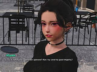 Beautiful anime game with a cute girl and big boobs
