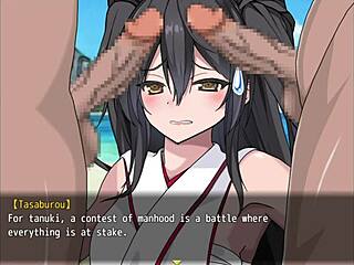 Battle shrine maiden Honoka teases with fingering in wild anime game part 4