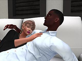 Hot Black Neighbor Fucks Blonde On Couch