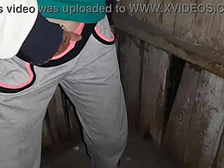 Caught neighbor masturbating in street toilet, joined her for lesbian fun