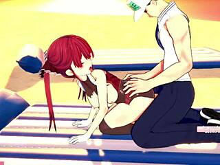 Houshou Marine’s sensual beach scene in Koikatsu!