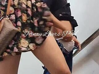 Teen sex caught almost in public mall fire exit with sneaky outdoor action.