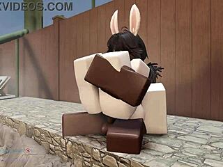 Beautiful animation of a bunny riding and bouncing in a rough manner