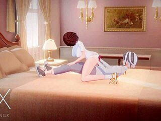 Anime hentai futanari girl enjoys wild anal play