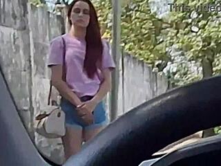 feeling risky jerking off in public car while asking hot stranger for info