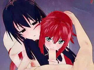 rias gremory and akeno threesome in hs dxd