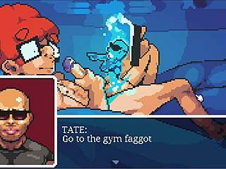 Muscular babe dominates in femdom hentai game after workout