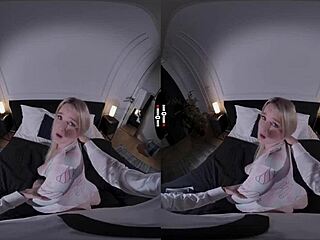Big boss in dark room VR experience with shaved pussy and blowjob